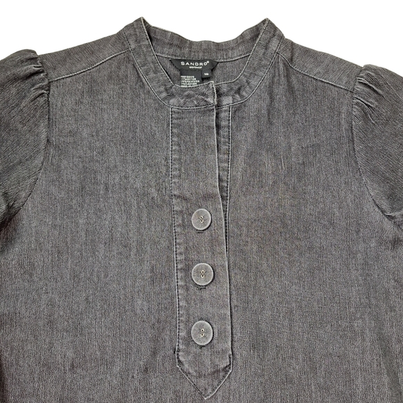 Sandro Sportswear Sz 10 Black Cotton Blend Pullover‎ Dress Pockets - Picture 3 of 12